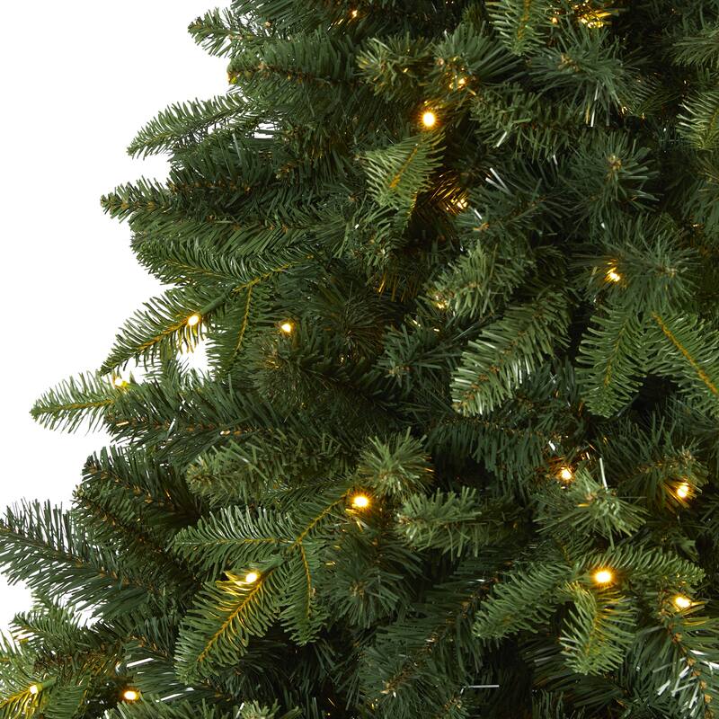 7' Grand Teton Spruce Flat Back Christmas Tree with 220 Clear LED - Green