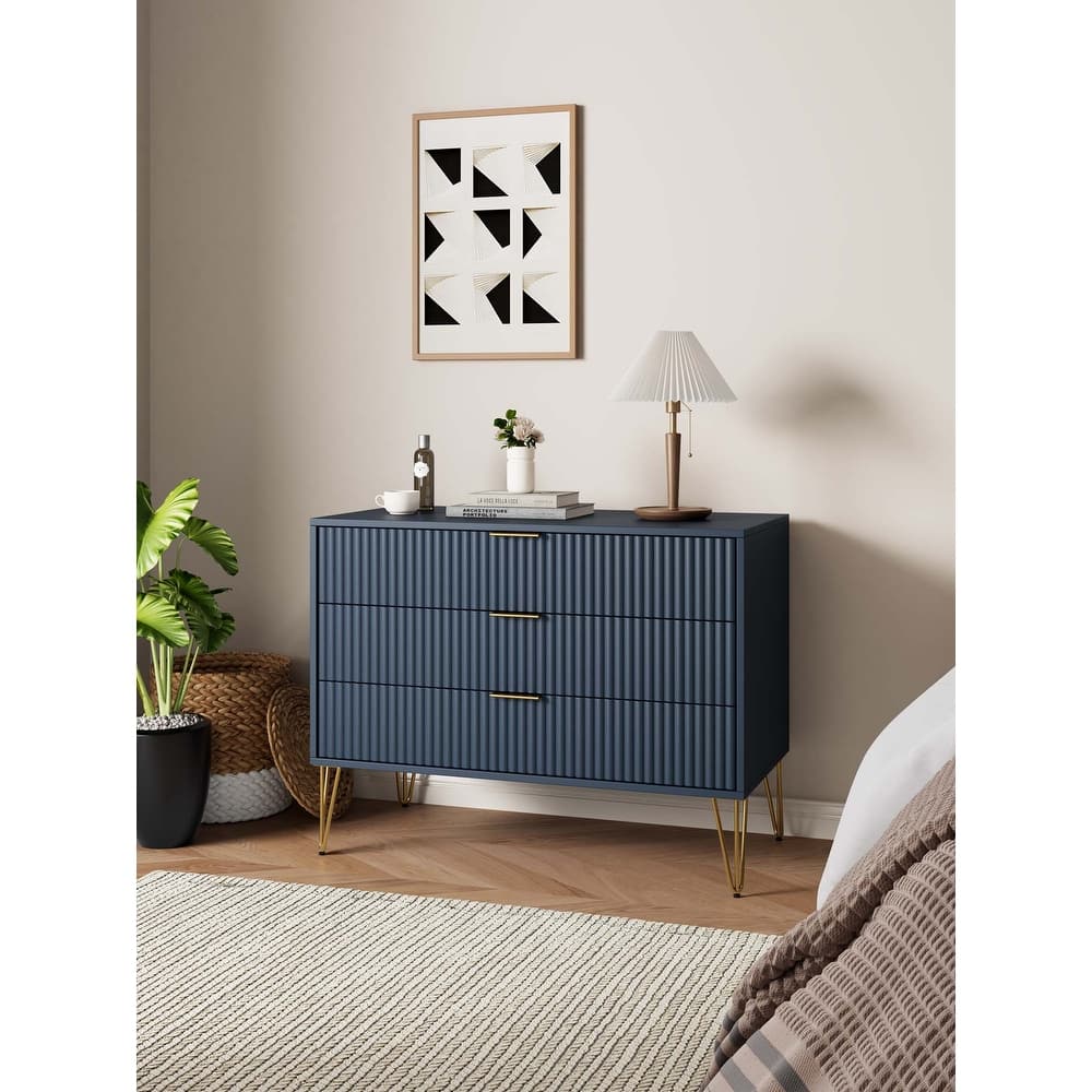 Manhattan Comfort Dumbo 35" Fluted Dresser (3-Drawer)