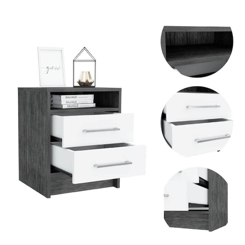 Rowley 2-Drawer 1-Shelf Rectangle Nightstand
