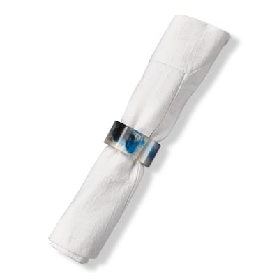 Blue Ink Polyresin Napkin Ring, 2.0L x 2.0W in.