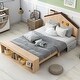 preview thumbnail 3 of 28, Rustic Style House-Shaped Full Size Wooden Platform Bed,Storage Headboard and Footboard with LED Lights