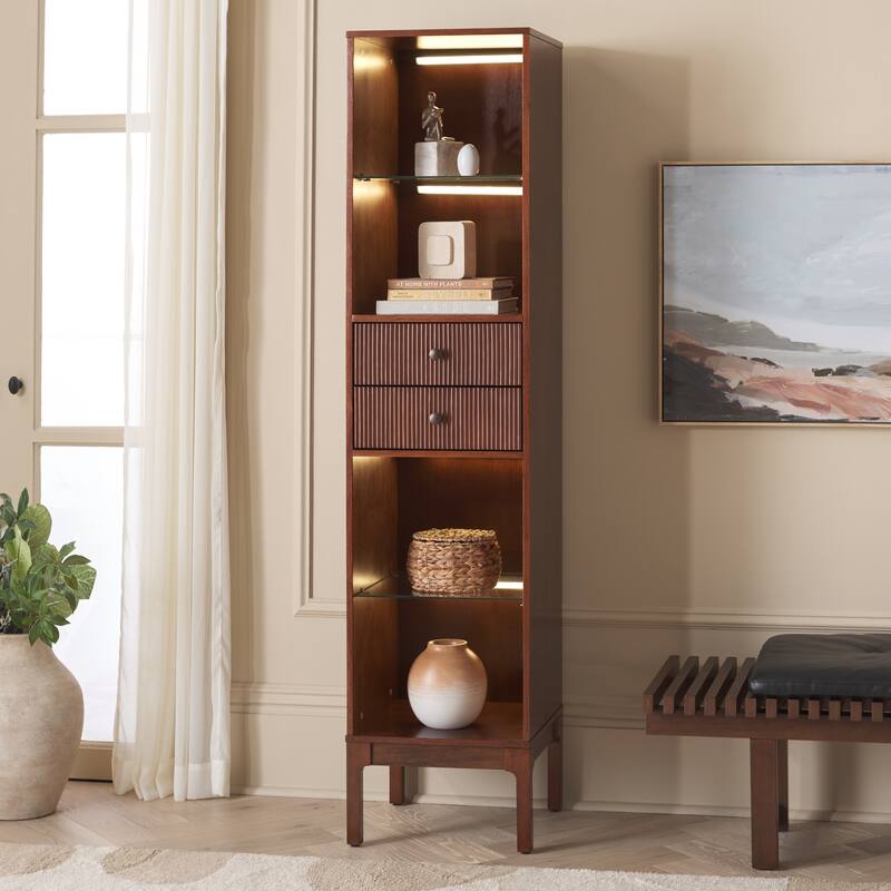 SEI Furniture Clairville Curio Bookcase Display Shelf - 16"W x 16"D x 70"H