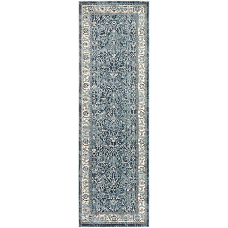 Annelie Navy & Teal Updated Traditional Area Rug - 2' 6" x 7' 10"