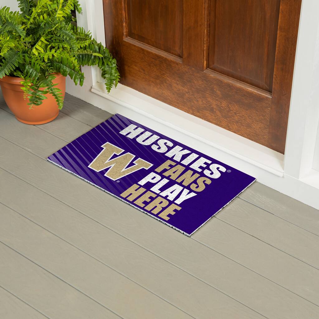 28 in. x 16 in. University of Washington "Fans Play Here" PVC Door Mat