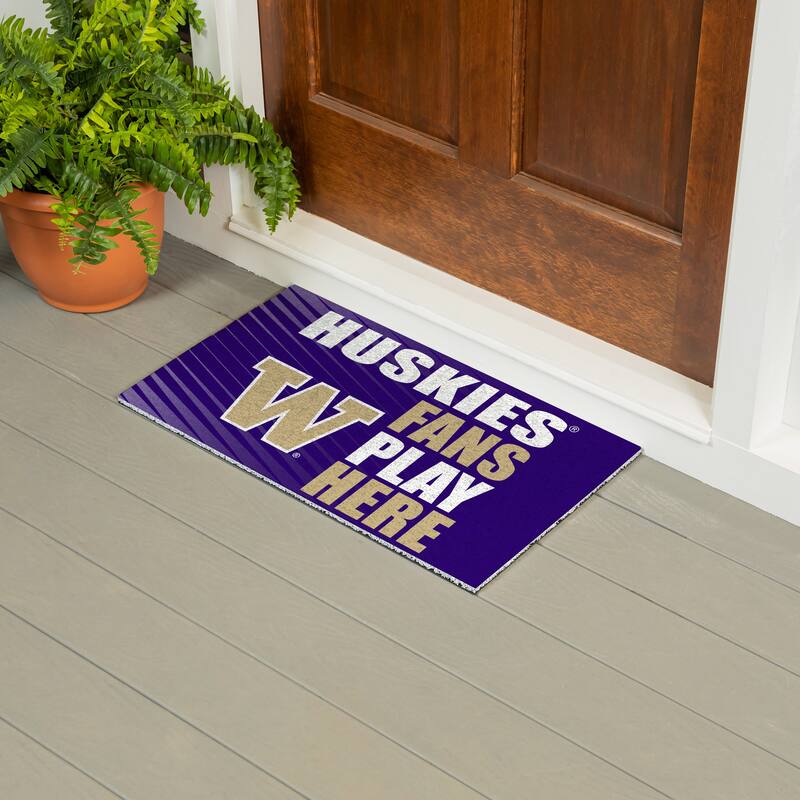 28 in. x 16 in. University of Washington "Fans Play Here" PVC Door Mat