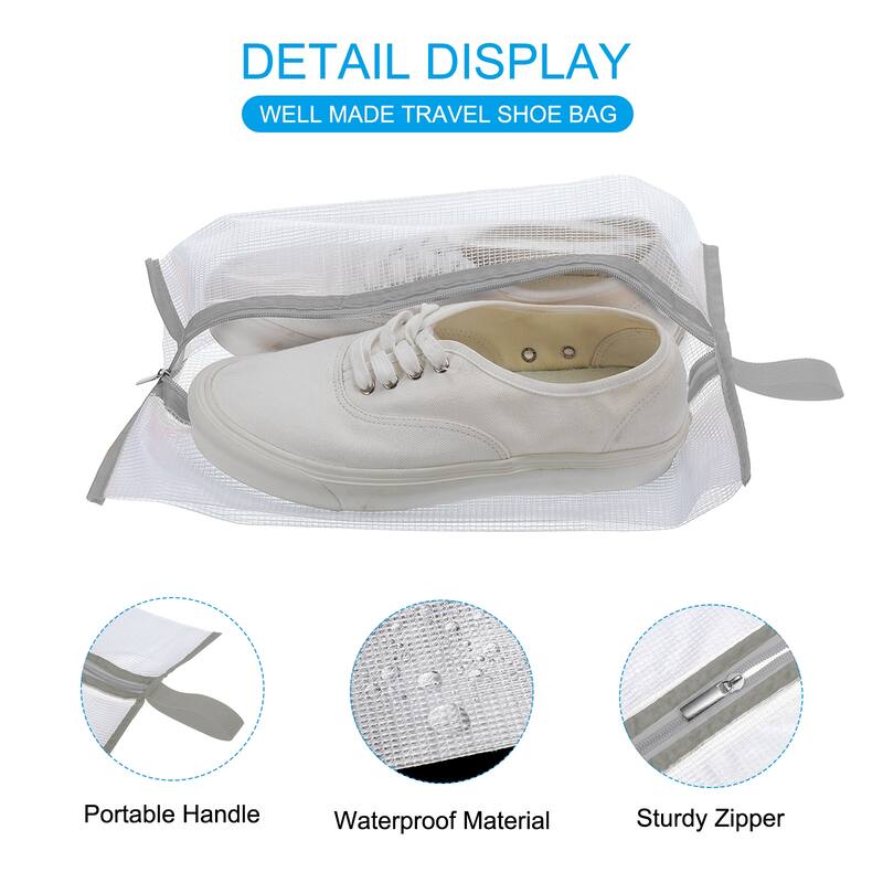 2pcs Shoe Bags for Travel, Foldable Transparent Shoes Pouch