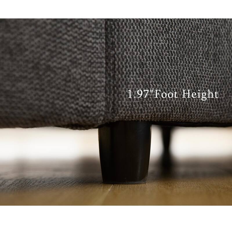 141.5" Linen Modular L-Shaped Sectional Sofa with Wireless Charging, Cup Holders & Book Storage, 5-Seat Configurable