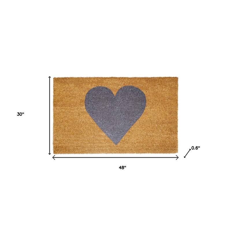 HomeRoots 30" X 48" Brown And Gray Heart Outdoor Coir Door Mat - 30.00' X '48.00