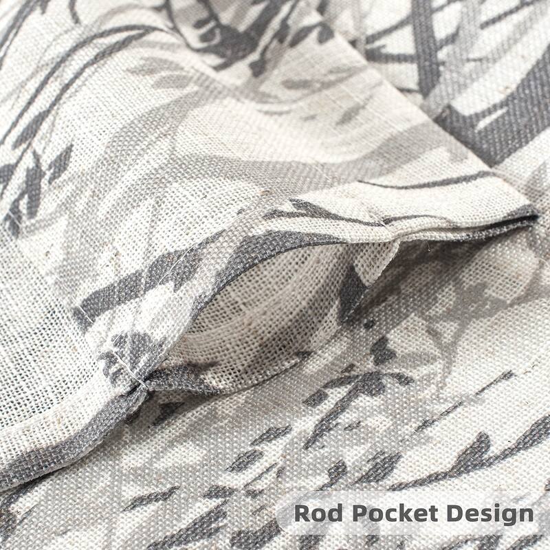 DriftAway Tree Branch Linen Blend Botanical Pattern 3 Pieces Semi Sheer Kitchen Set