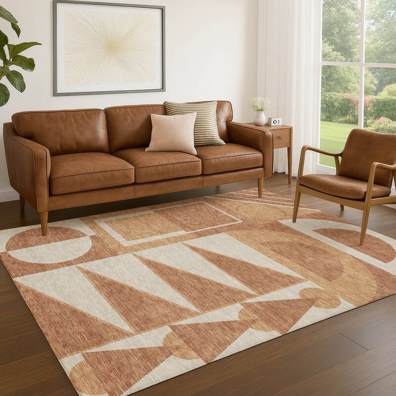 Machine Washable Indoor/ Outdoor Modern Crowley Chantille Rug