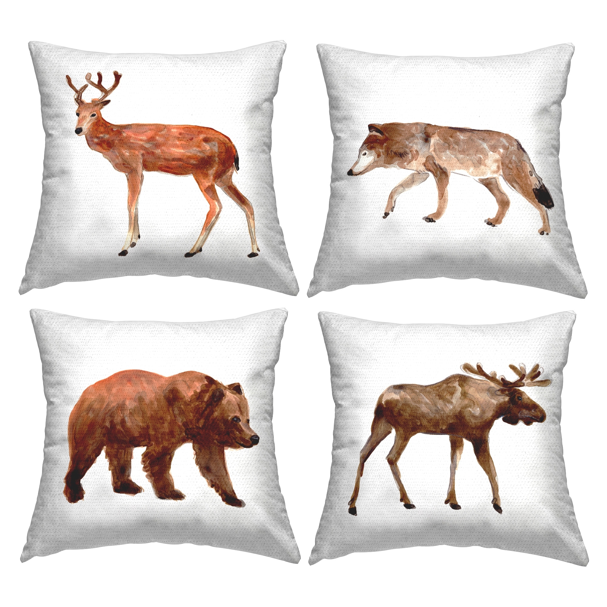 Stupell Modern Woodland Animals Printed Outdoor Throw Pillow Design by June Erica Vess (Set of 4)