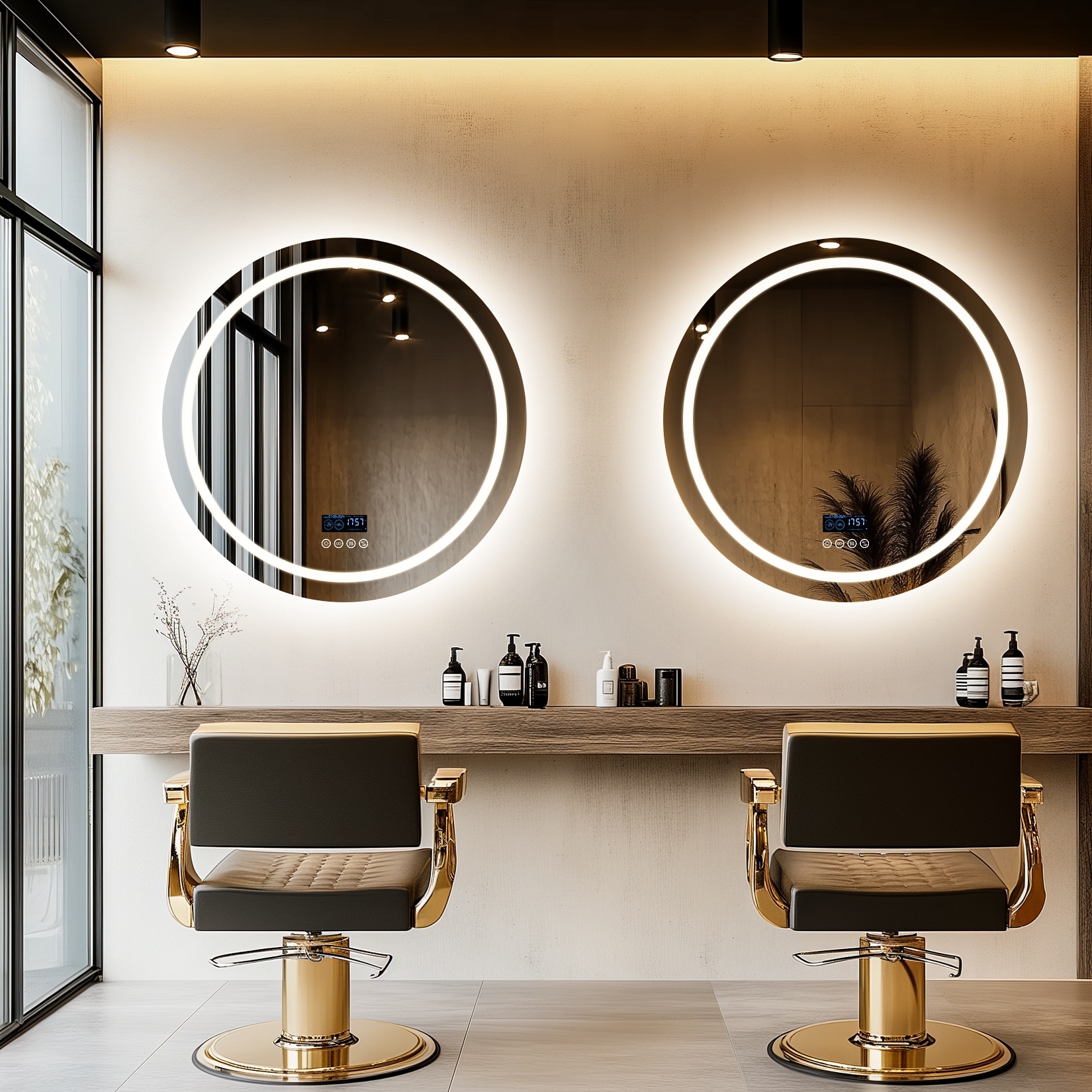 Smart LED Lighted Bathroom Mirror with Bluetooth Speaker Dual LED Light Defog for Square Round Rectangle Wall Mirror