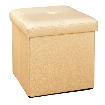 Simplify Metallic Gold Single Foldable Ottoman - 15" x 15" x 15"
