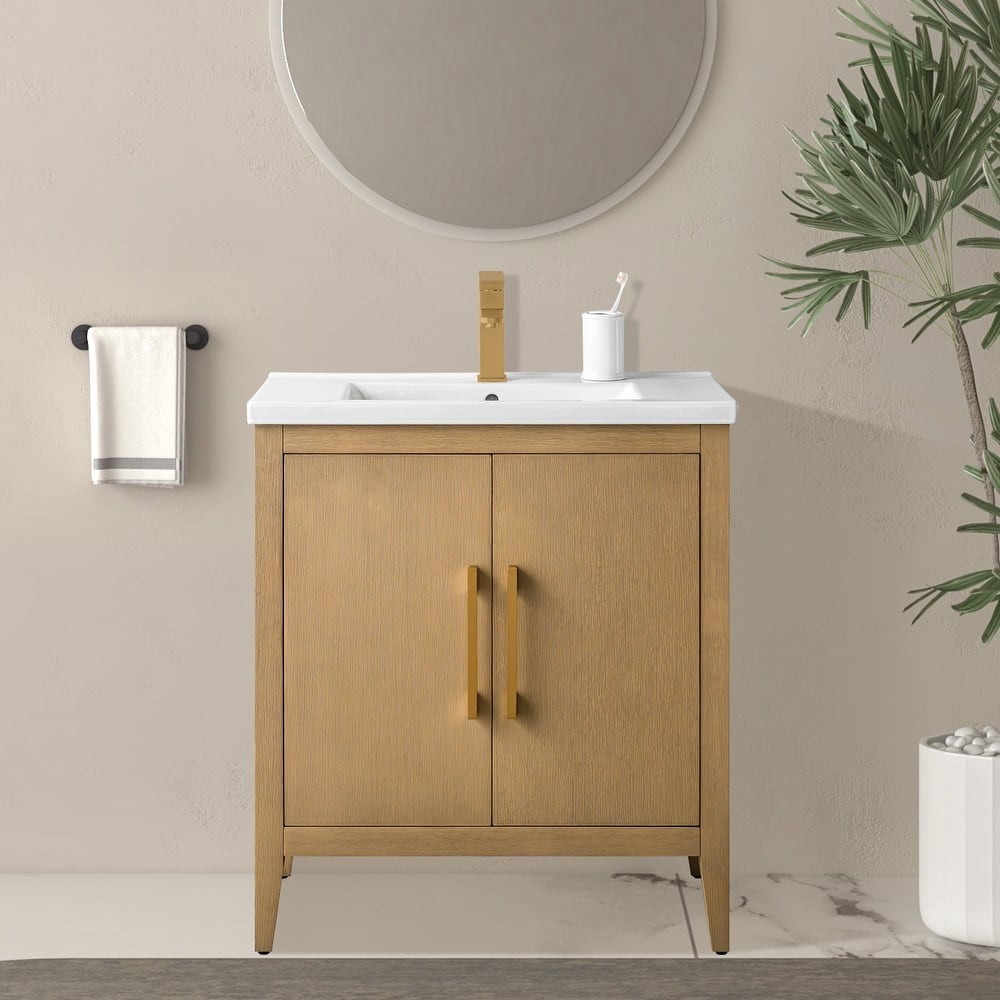Vanity Art 20" or 24" or 30" Single Sink Bathroom Vanity Cabinet with Ceramic Top
