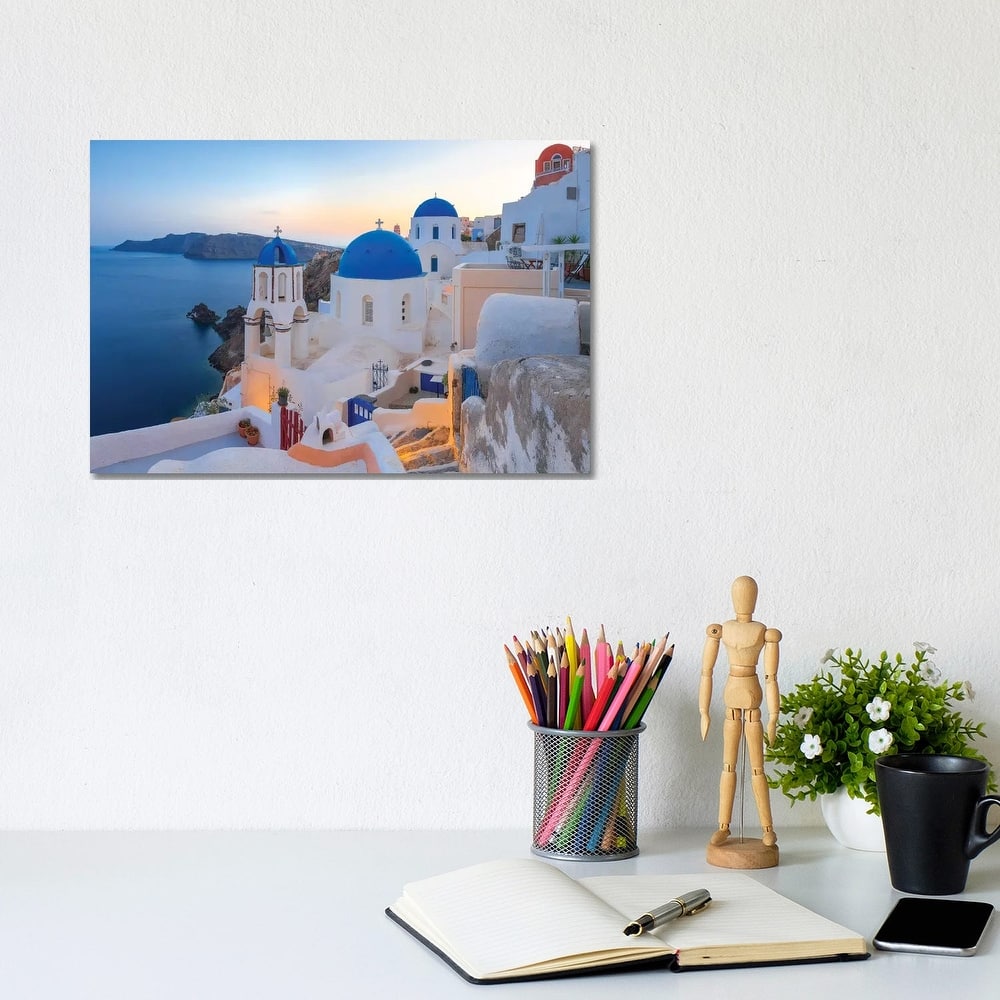 iCanvas "Greece, Santorini, Oia. Sunset On Coastal Town." by Jaynes Gallery Canvas Print