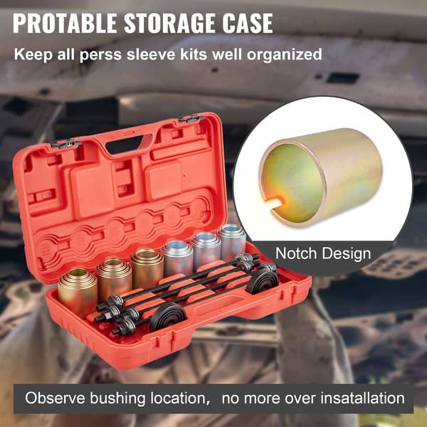 Multi-Size Pull and Press Sleeve Kit, 28PCS Steel Bush Removal & Insertion Tool Set with Oxidation Guard, Pull Spindle, Carrying Case, XC6128 Model for LCV/HGV Engine Bushing, Bearing, Seal Work - TikTok Multi-Size Pull and Press Sleeve Kit, 28PCS Steel Bush Removal & Insertion Tool Set with Oxidation Guard, Pull Spindle, Carrying Case, XC6128 Model for LCV/HGV Engine Bushing, Bearing, Seal Work - TikTok