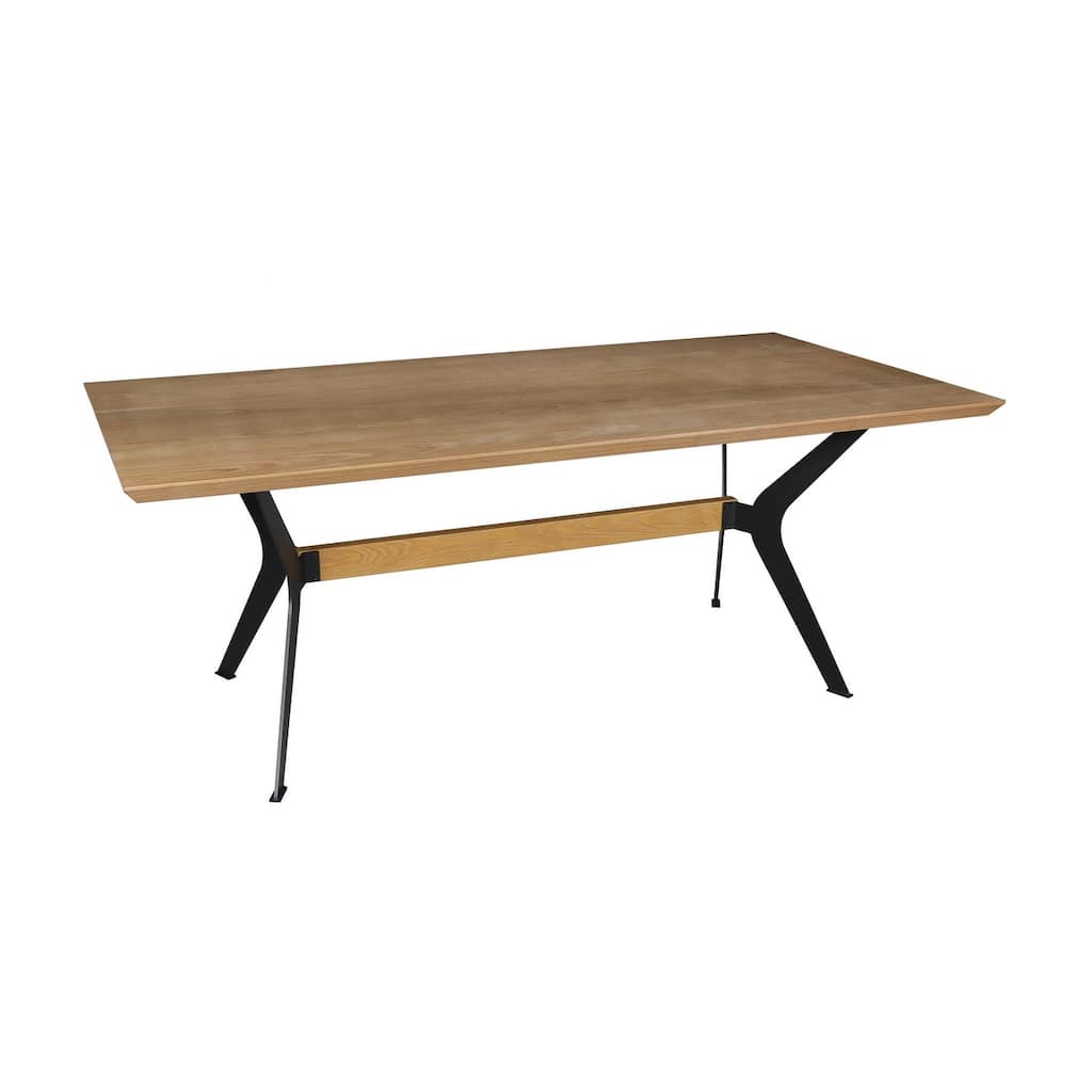 Dining Table with Veneer Top and Metal Black legs - Cherry