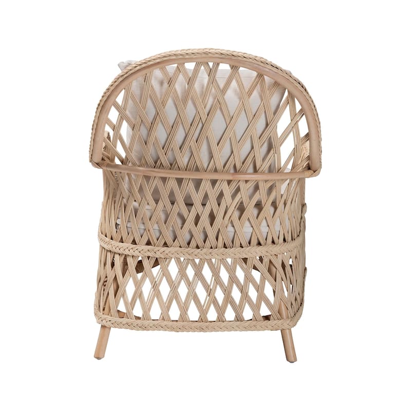 Florence Bohemian Ivory Braided Rattan Arm Chair