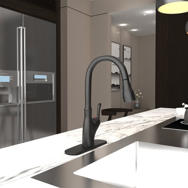 Pull Down Single Handle High Arc Deck Mounted Kitchen Faucet