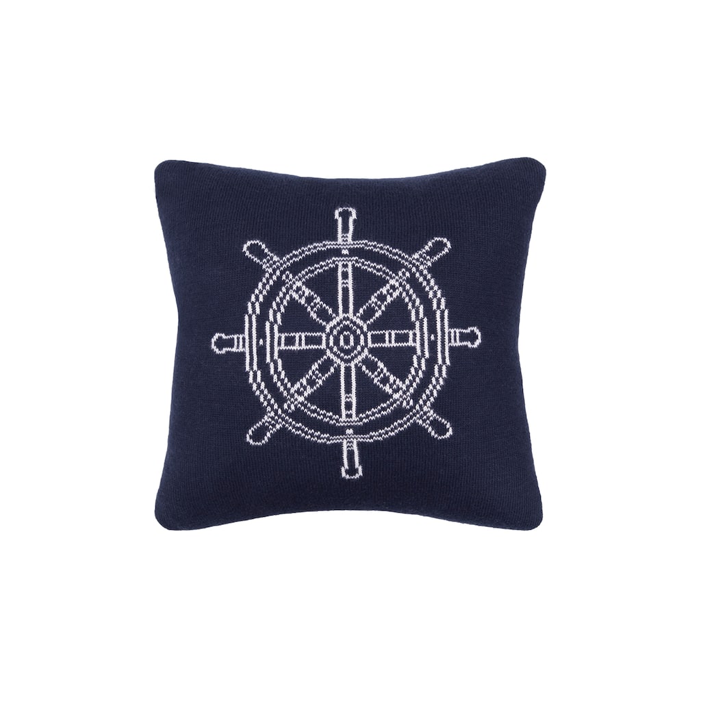 10" x 10" Ship Wheel Knitted Throw Pillow