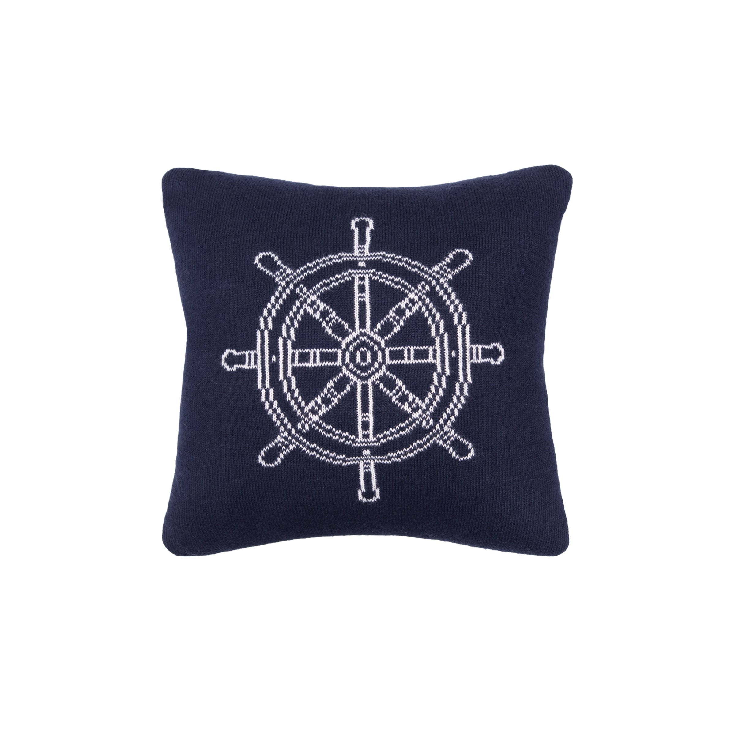 10" x 10" Ship Wheel Knitted Throw Pillow