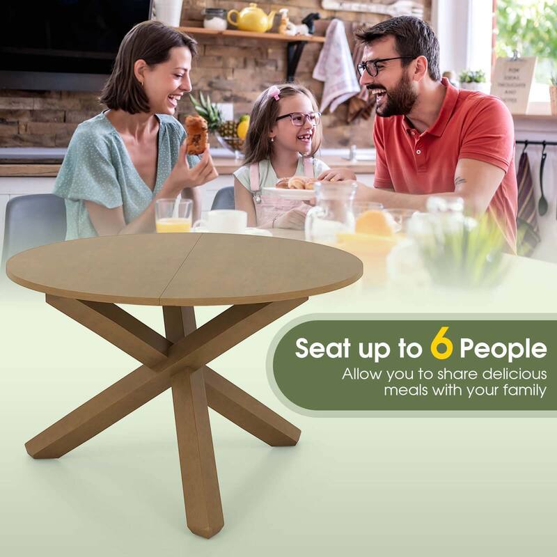 Costway 47" Round Dining Table with Solid Acacia Wood Legs for 4-6 - See Details