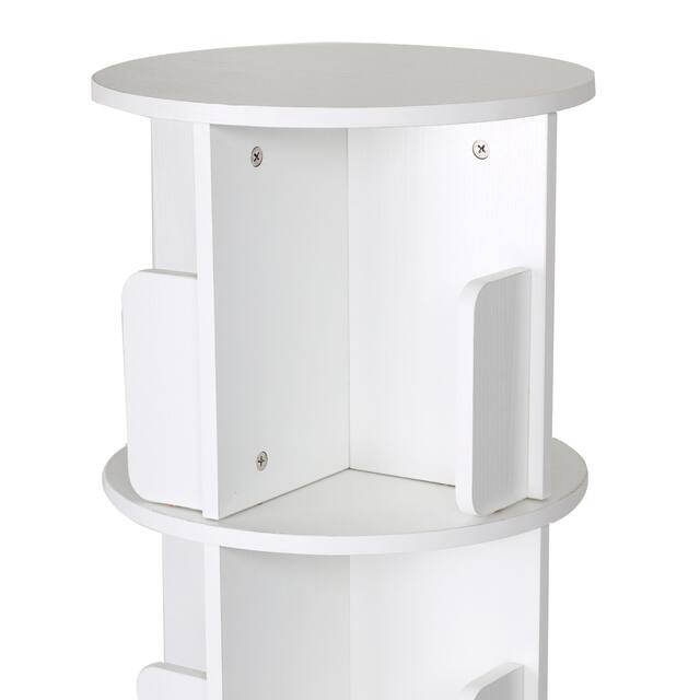 4sided Revolving Media Storage Bookcase Rotating Bookshelf White