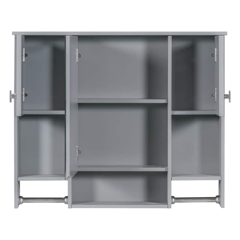 35" x 28" Modern Bathroom Mirror Cabinet with Towel Bar - Wall Mounted Storage & Vanity Mirror