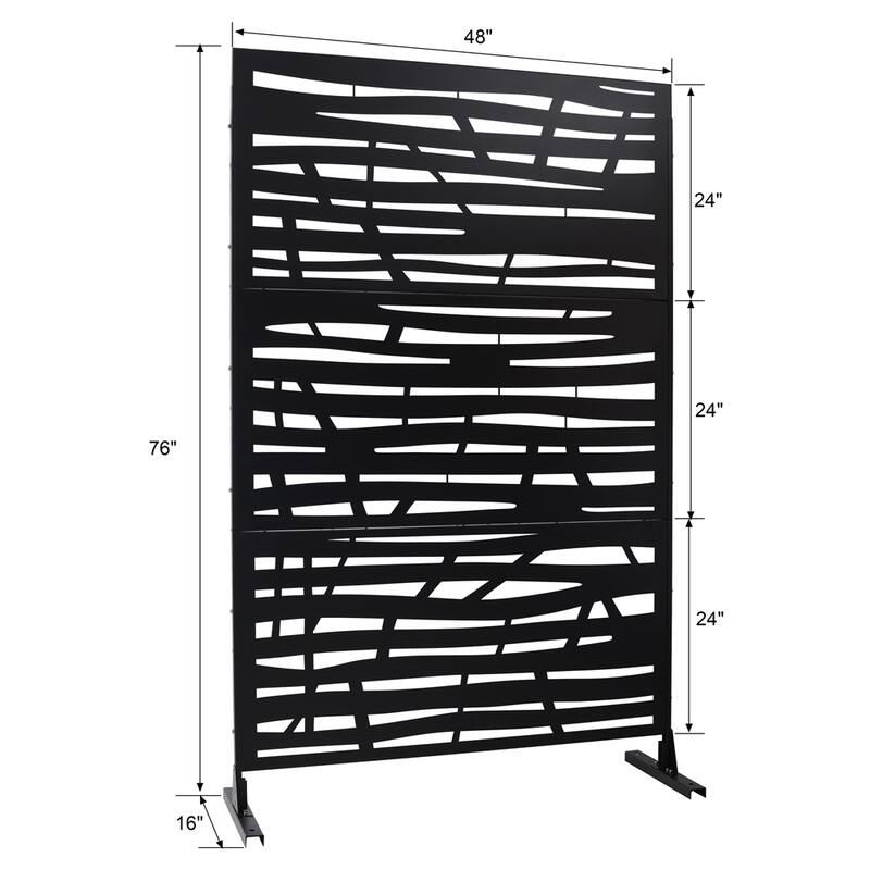 Outdoor & Indoor Privacy Screen Metal Privacy Screen 76" H×48" W - Black