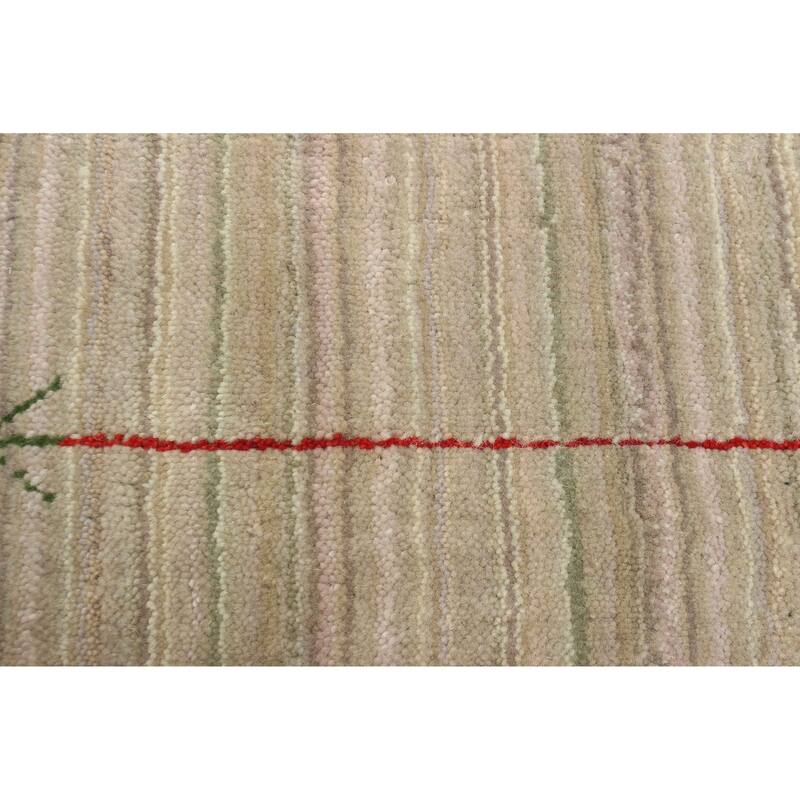 ECARPETGALLERY Hand Loomed Kashkuli Gabbeh Khaki Wool Rug - 3'1 x 4'9