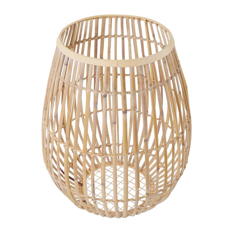 Brown Bamboo Wood Handmade Open Frame Round Decorative Vase