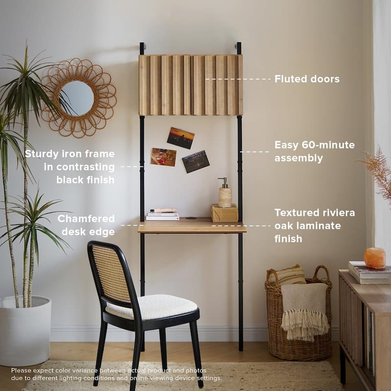 mopio Norwin 5-Tier Ladder Shelf, 3-Tier Ladder Shelf Cabinet & Ladder Desk Cabinet