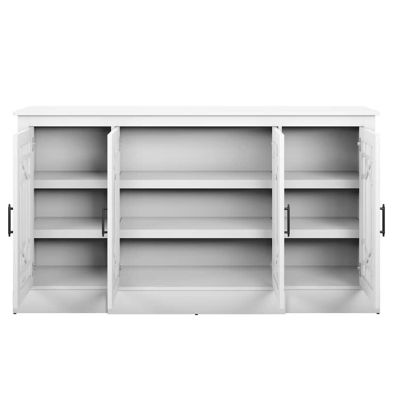 Buffet Sideboard with Decorative Glass Cabinet Doors