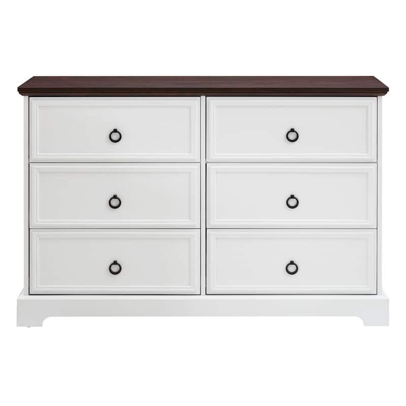 Farmhouse 6 Drawer Dresser, Wood TV Stand, Chest of Drawers