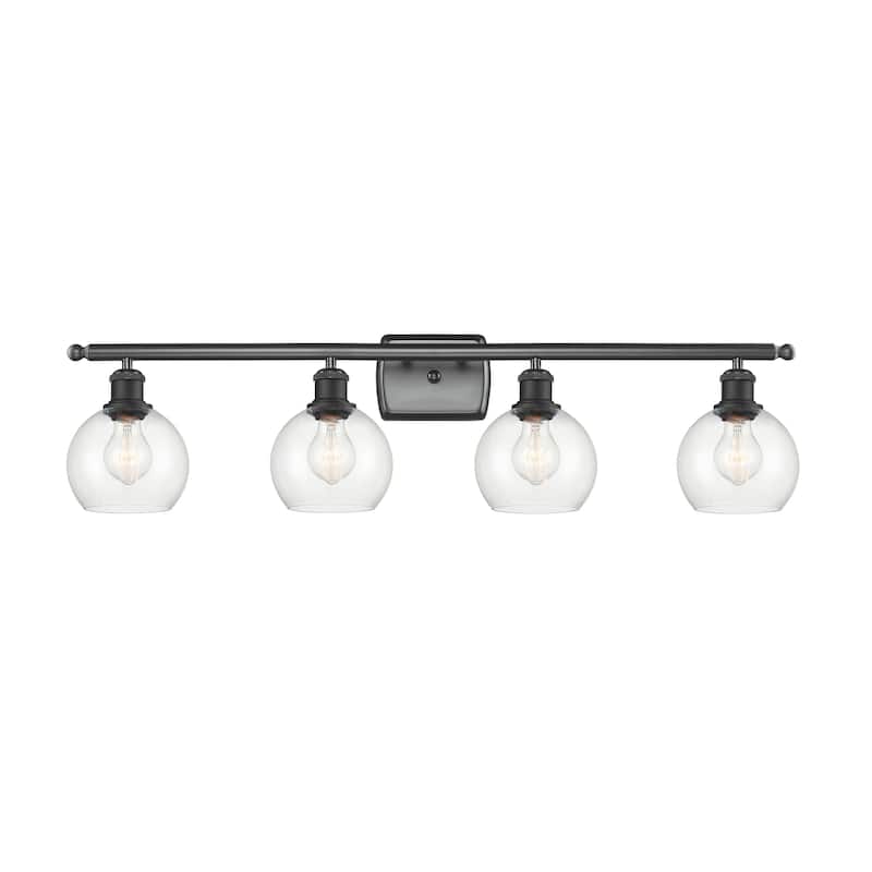 Innovations Lighting Athens - 4 Light 36" Bath Vanity Light - 6" Shade - Clear/Matte Black Finish