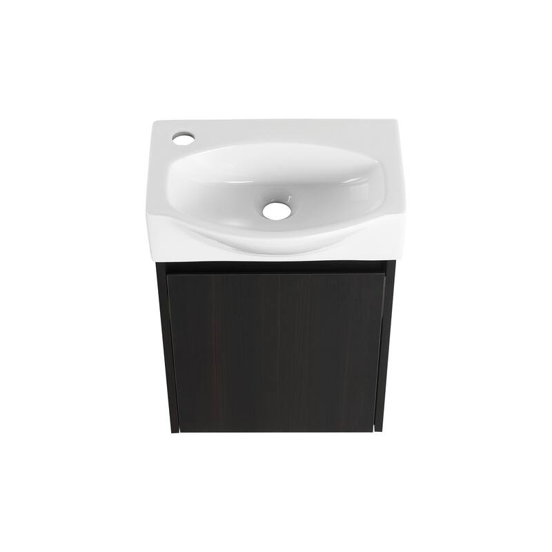 16 in. W x 11 in. D x 22 in. H Single Sink Wall-Mounted Bath Vanity with White Resin Top