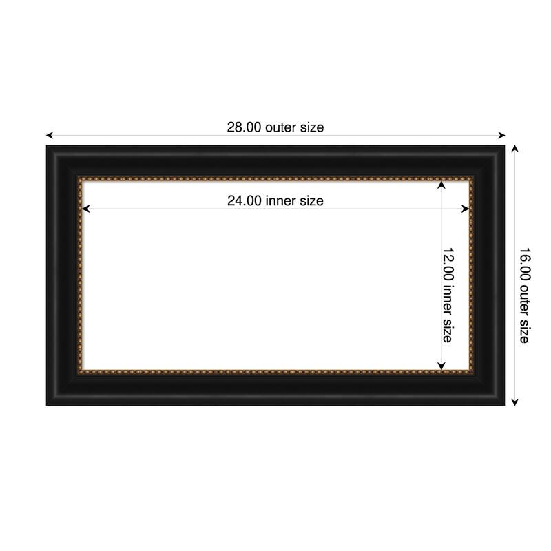 Amanti Art Manhattan Black Framed Dry Erase Magnetic Board - 28 x 16 in - Manhattan Black