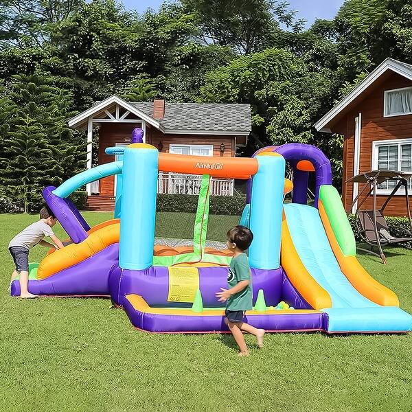 Inflatable Bouncy Castle Kid Double Slide House With Trampoline Ball Pool Pit Bed Bath