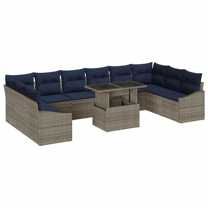 vidaXL 11 Piece Garden Sofa Set with Cushions - 135.4×73.8×27.2