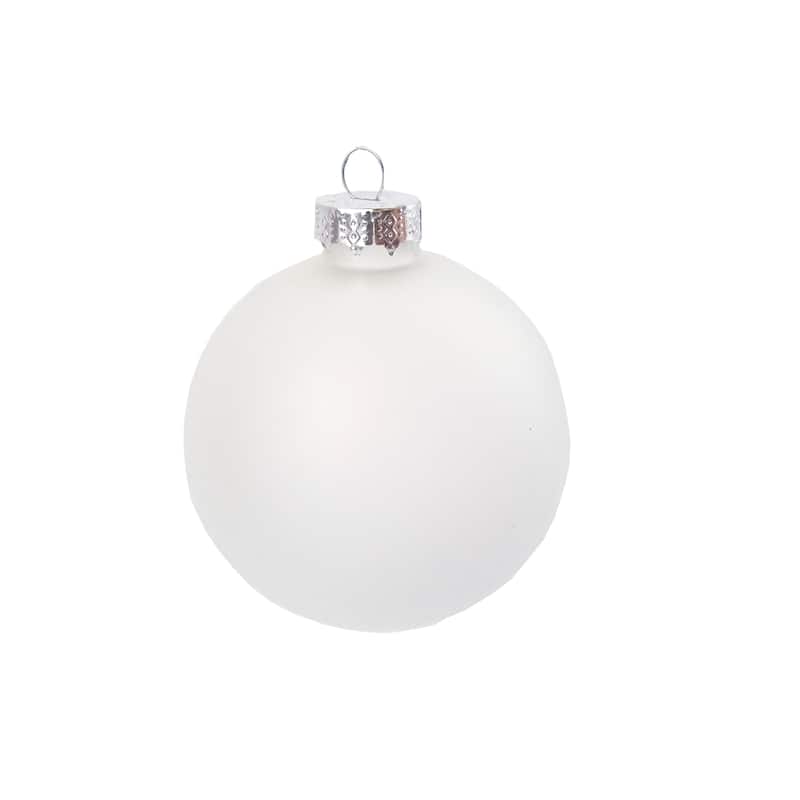 6ct Snow White Matte Glass Christmas Ornament -4" (100mm)
