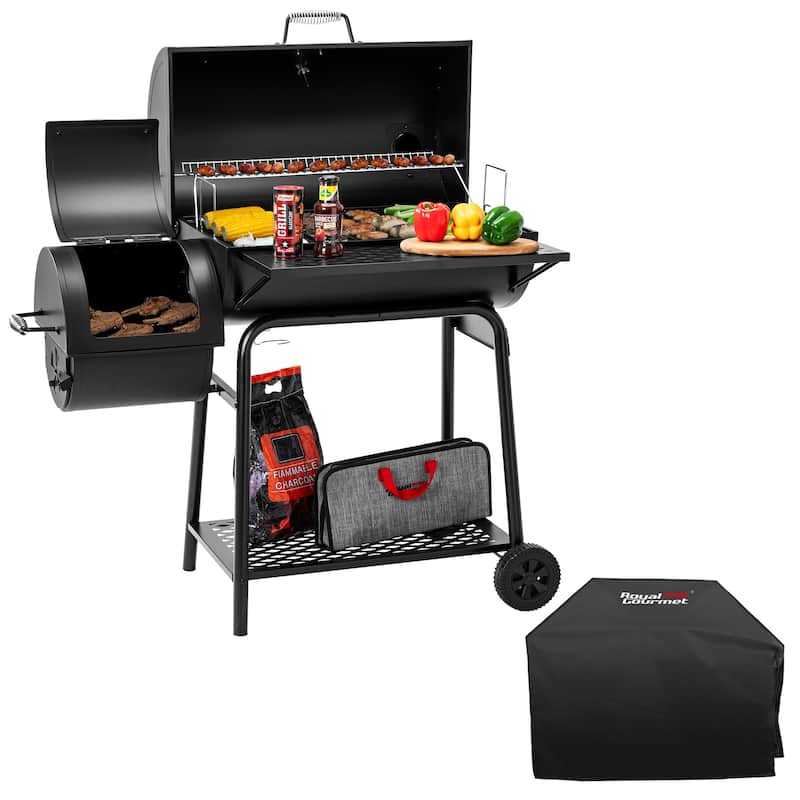 Royal Gourmet CC1830FC, Charcoal Grill with Smoker and Cover, black