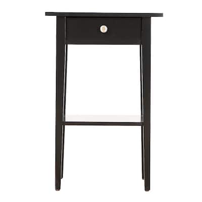 1-Drawer Wood Nightstand with Open Shelf - 28" - Black