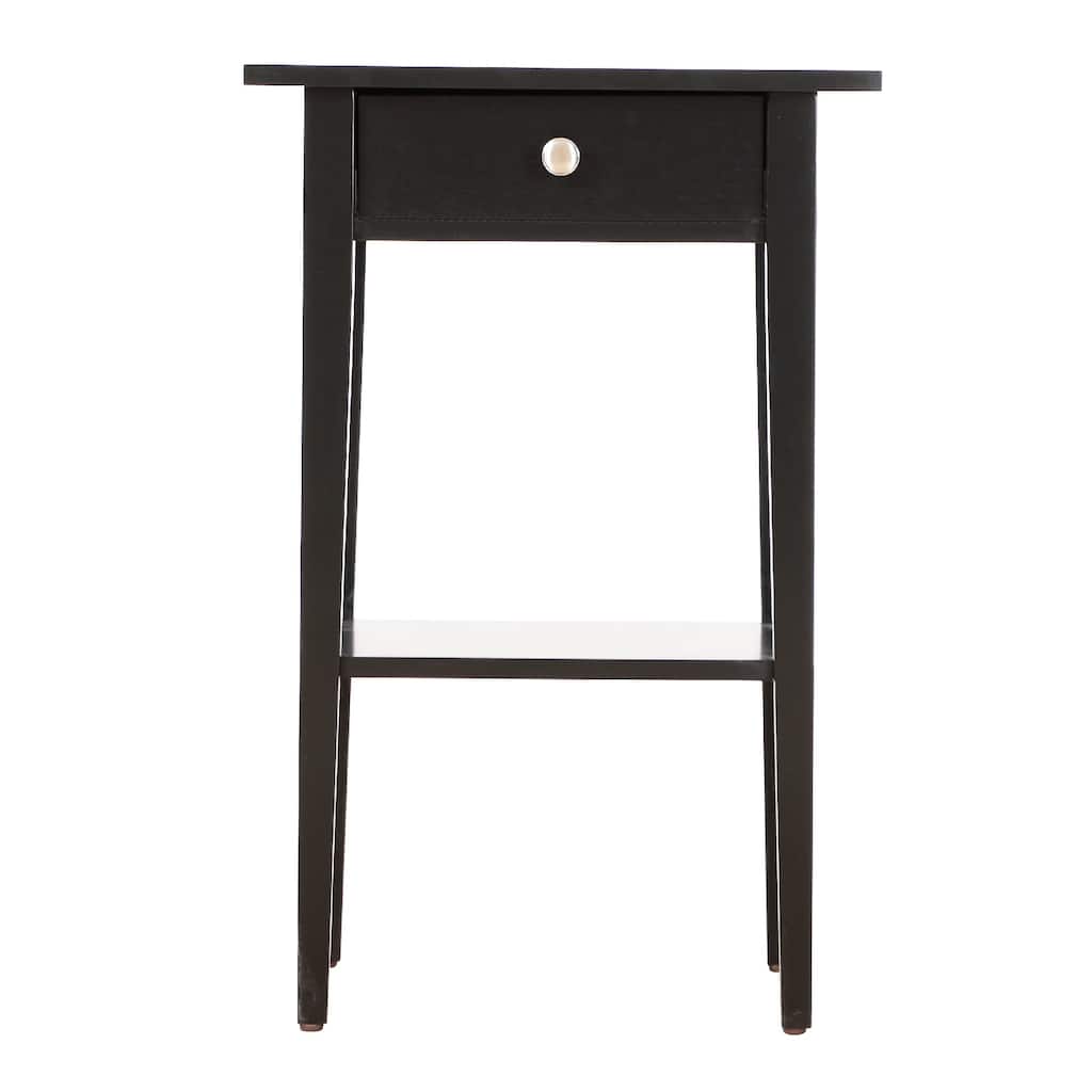 1-Drawer Wood Nightstand with Open Shelf - 28" - Black
