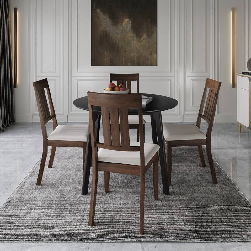 CraftPorch Classic 4-Piece Chair and Round Table Wooden Dining Set