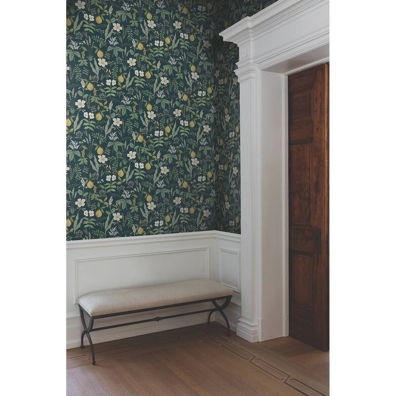 Rifle Paper Co. Herb Garden Navy Botanical Premium Peel + Stick Wallpaper