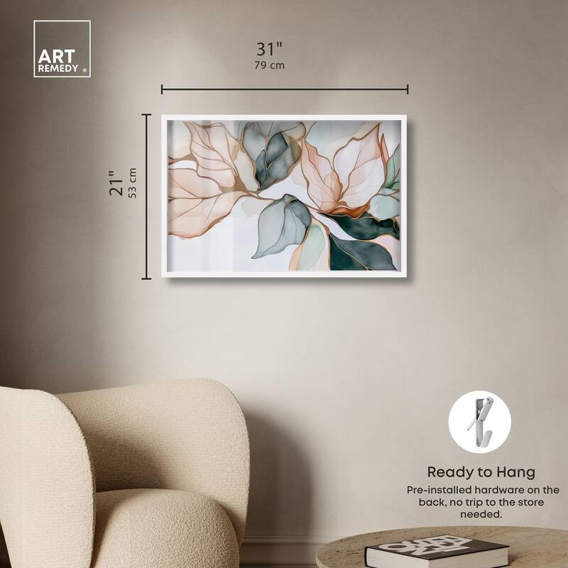 Golden Veined Leaves I Shadowbox by Art Remedy