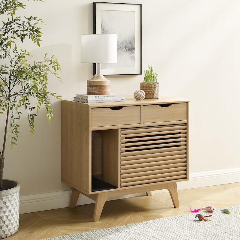 Render Cat Cabinet - Oak