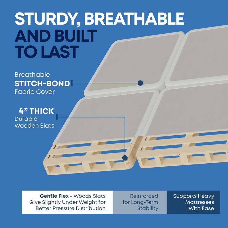 Onetan 8-Inch & 4-Inch Wooden Box Spring/Foundation Ideal for Mattress, No Assembly Needed, White.