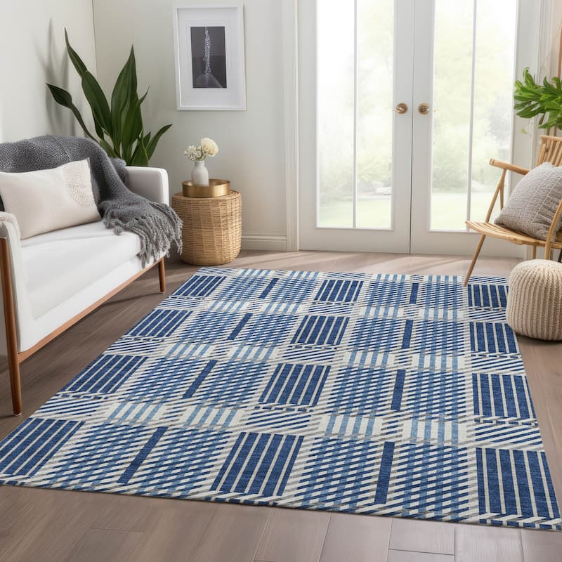 Premium Washable Super Soft Modern Plaid Mayfield Rug