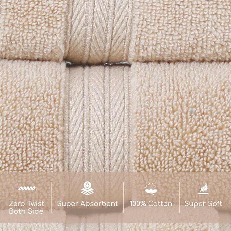 Home Weavers Elegance Essentials 550GSM Cotton Zero Twist Super Absorbent Hand Towel Set of 4